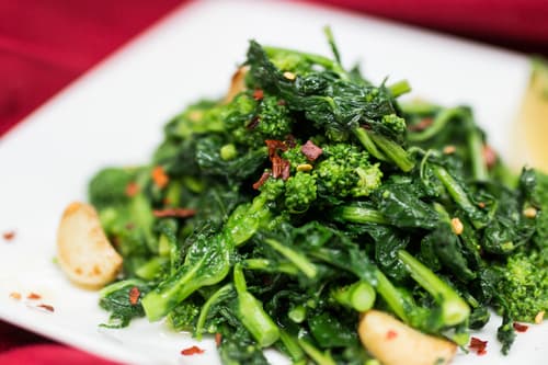 Sauteed broccoli rabe with garlic and chili flakes